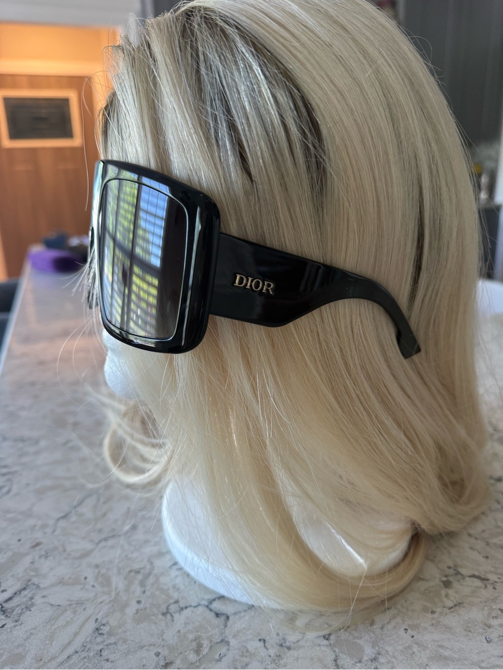 Dior Oversized Shield Sunglasses - Black - Picture 3 of 3